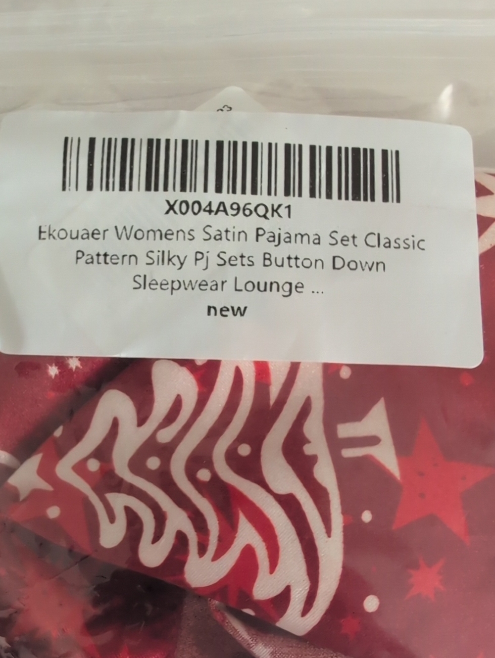 EKOUAER Satin Pajama Set Holiday Reindeer Red and White Button Down Size 2X - Picture 15 of 16